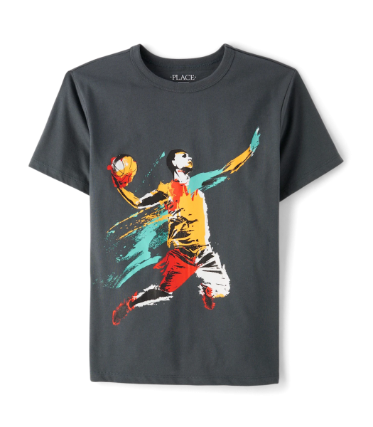 Childrens Place Grey Steel Basketball Player Tee